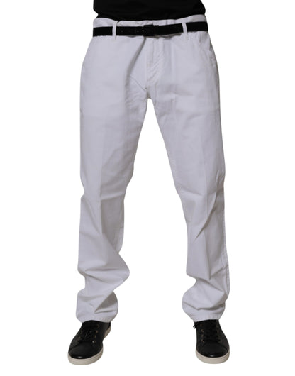 Dolce &amp; Gabbana Weiße, gerade geschnittene Herren-Jeans aus Baumwolle