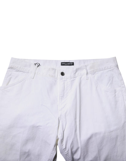 Dolce &amp; Gabbana Weiße, gerade geschnittene Herren-Jeans aus Baumwolle
