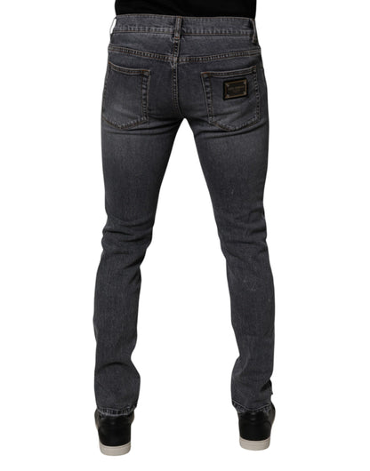 Dolce &amp; Gabbana Dunkelgraue Skinny-Jeans aus Baumwollstretch