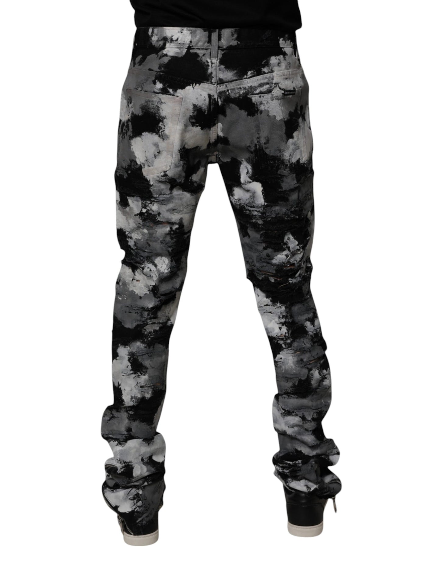 Dolce &amp; Gabbana – Mehrfarbige, zerfetzte Skinny-Jeans aus Camouflage-Denim