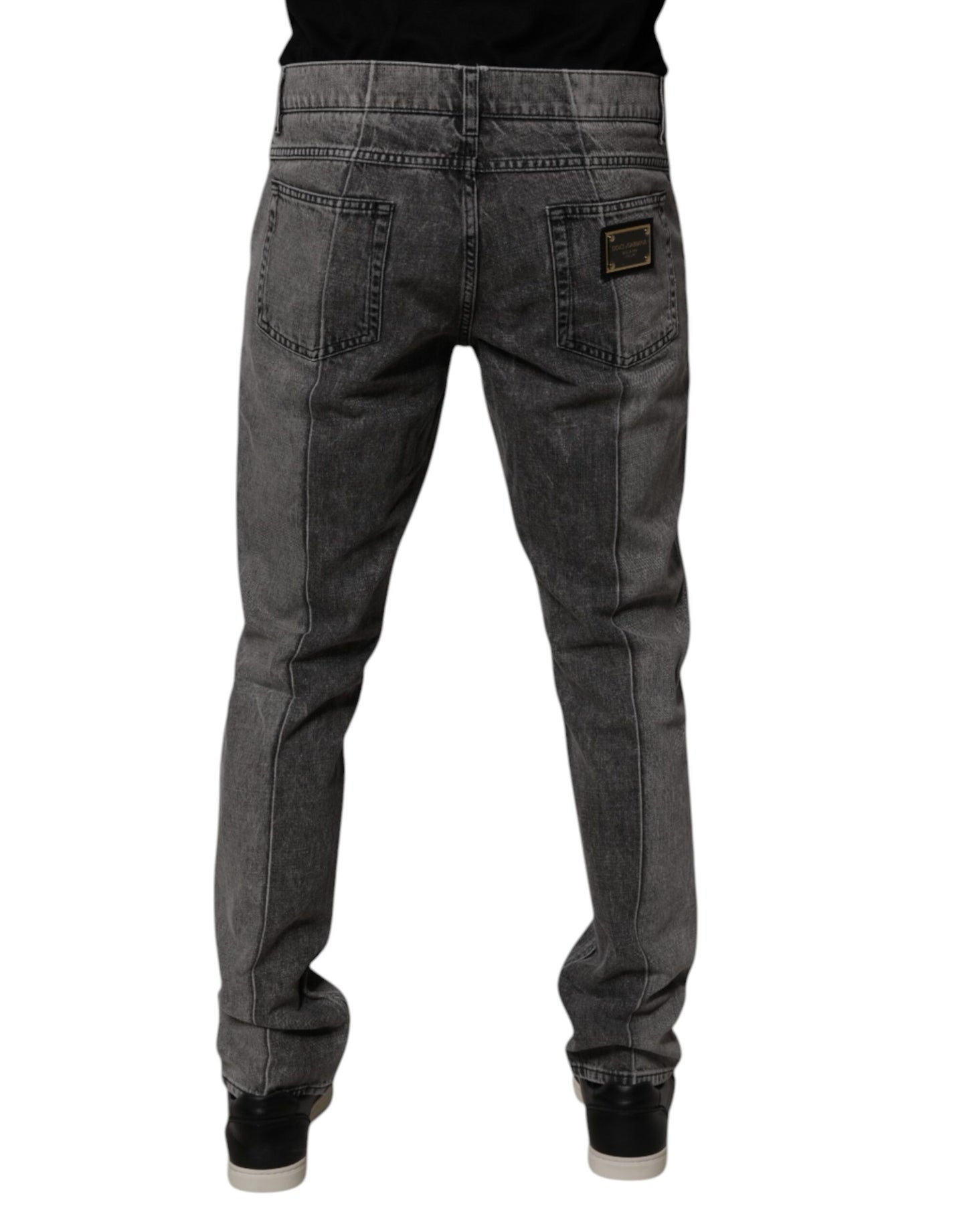 Dolce & Gabbana Two Tone Gray Cotton Denim Jeans