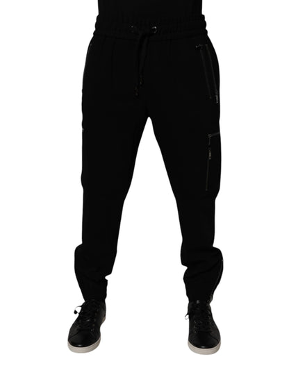 Dolce &amp; Gabbana – Schwarze Jogginghose aus Wollstretch