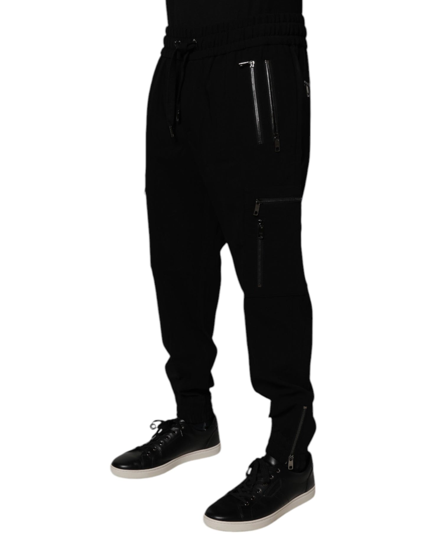 Dolce &amp; Gabbana – Schwarze Jogginghose aus Wollstretch