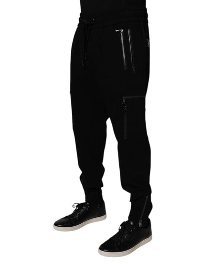 Dolce &amp; Gabbana – Schwarze Jogginghose aus Wollstretch