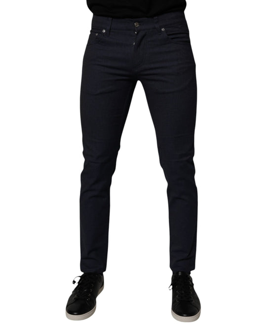Dolce &amp; Gabbana Dunkelblaue Skinny-Jeans aus Baumwollstretch