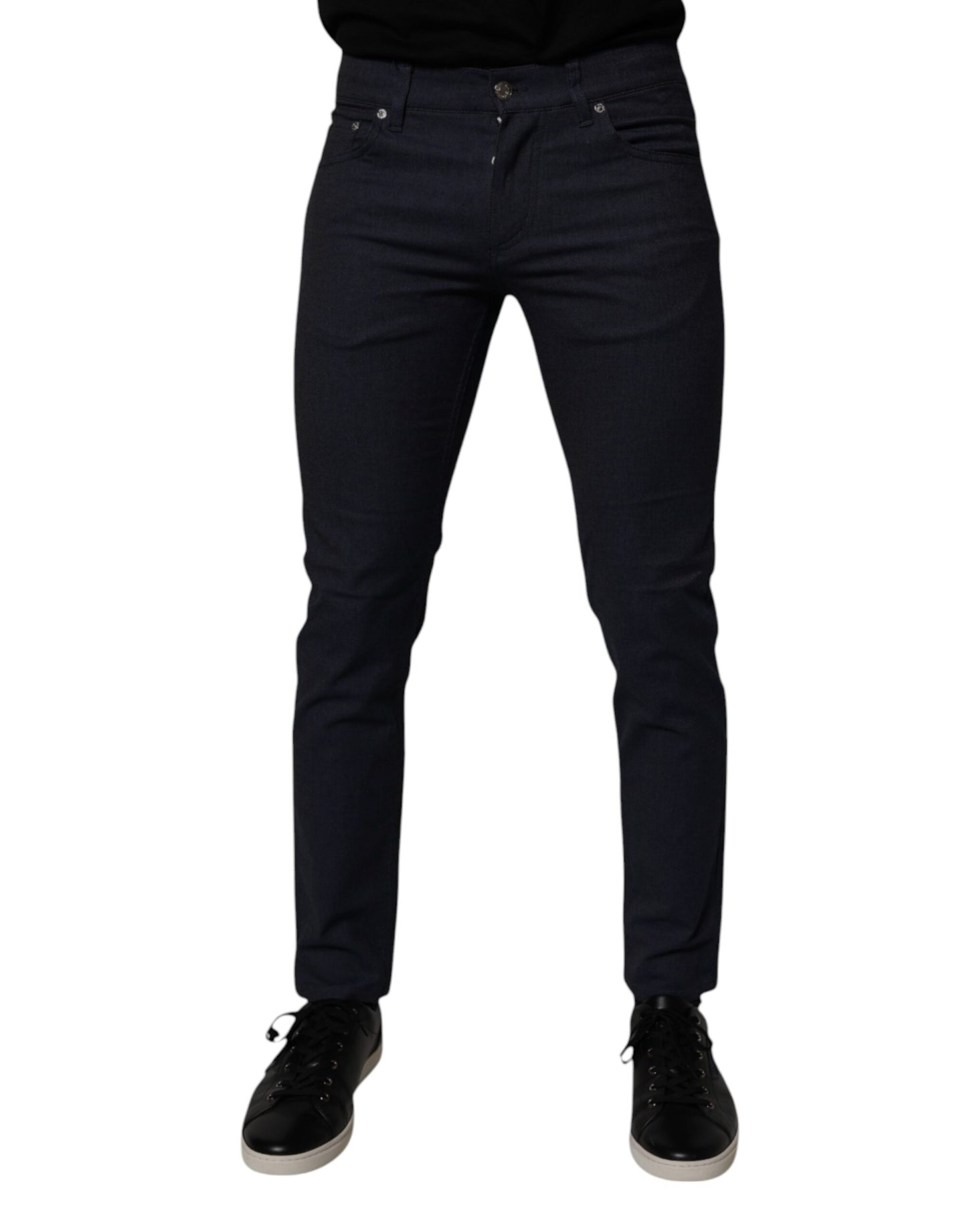 Dolce &amp; Gabbana Dunkelblaue Skinny-Jeans aus Baumwollstretch
