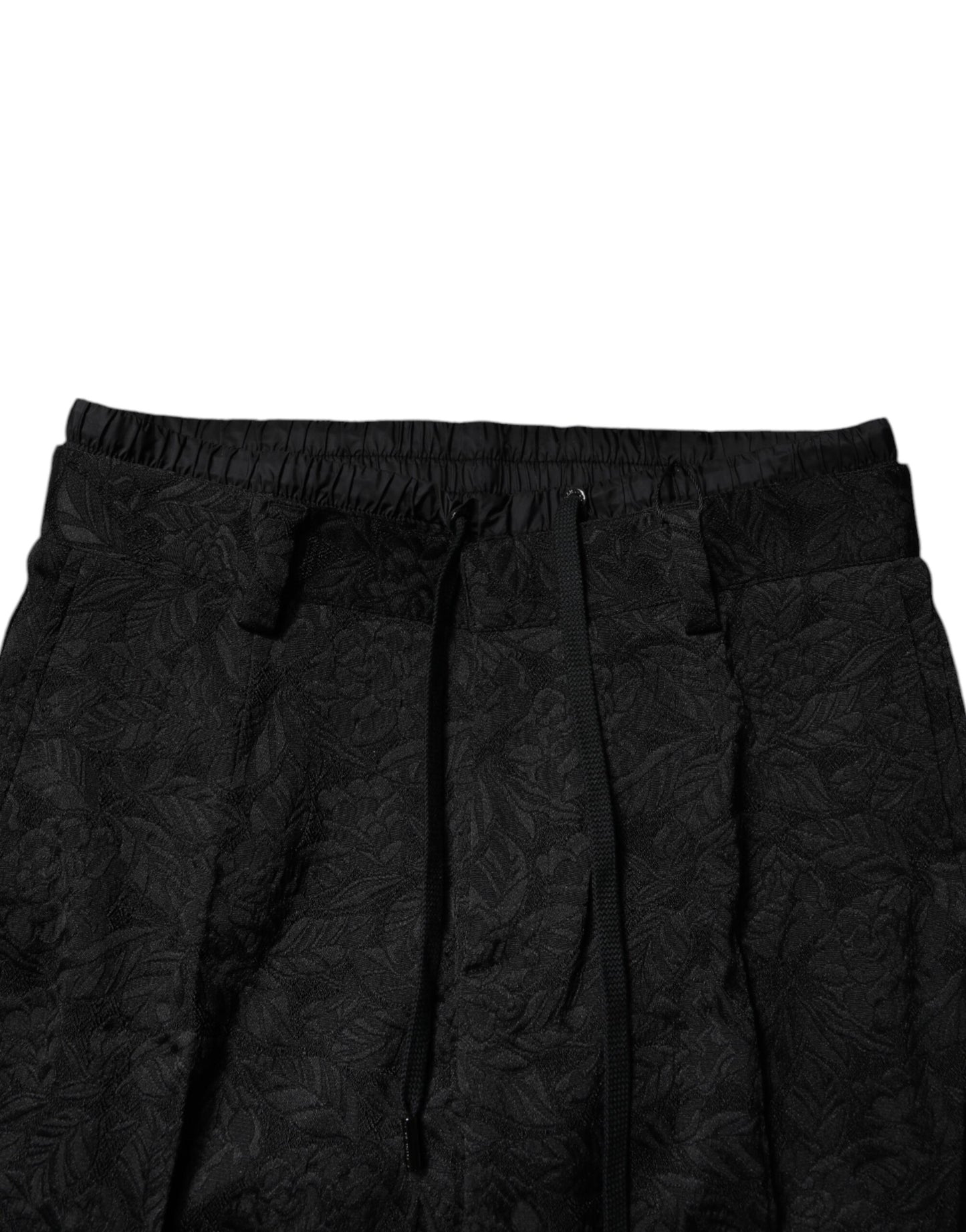 Dolce &amp; Gabbana – Enge Anzughose aus Polyester in Schwarz mit Brokatmuster