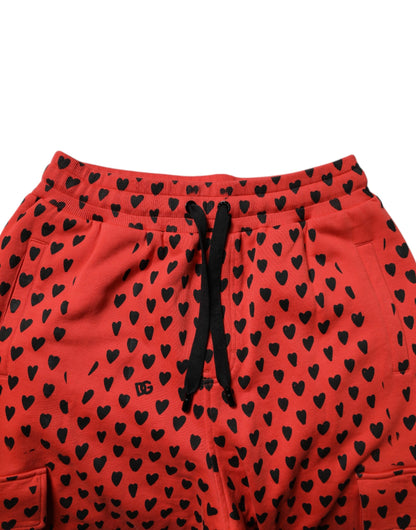 Dolce &amp; Gabbana Red Hearts Cargo Jogger Herren Jogginghose