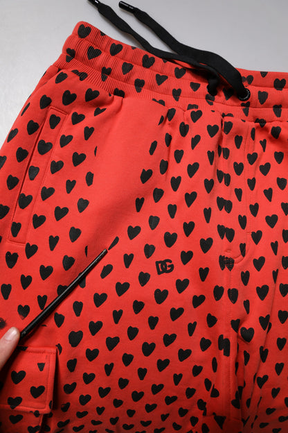 Dolce &amp; Gabbana Red Hearts Cargo Jogger Herren Jogginghose