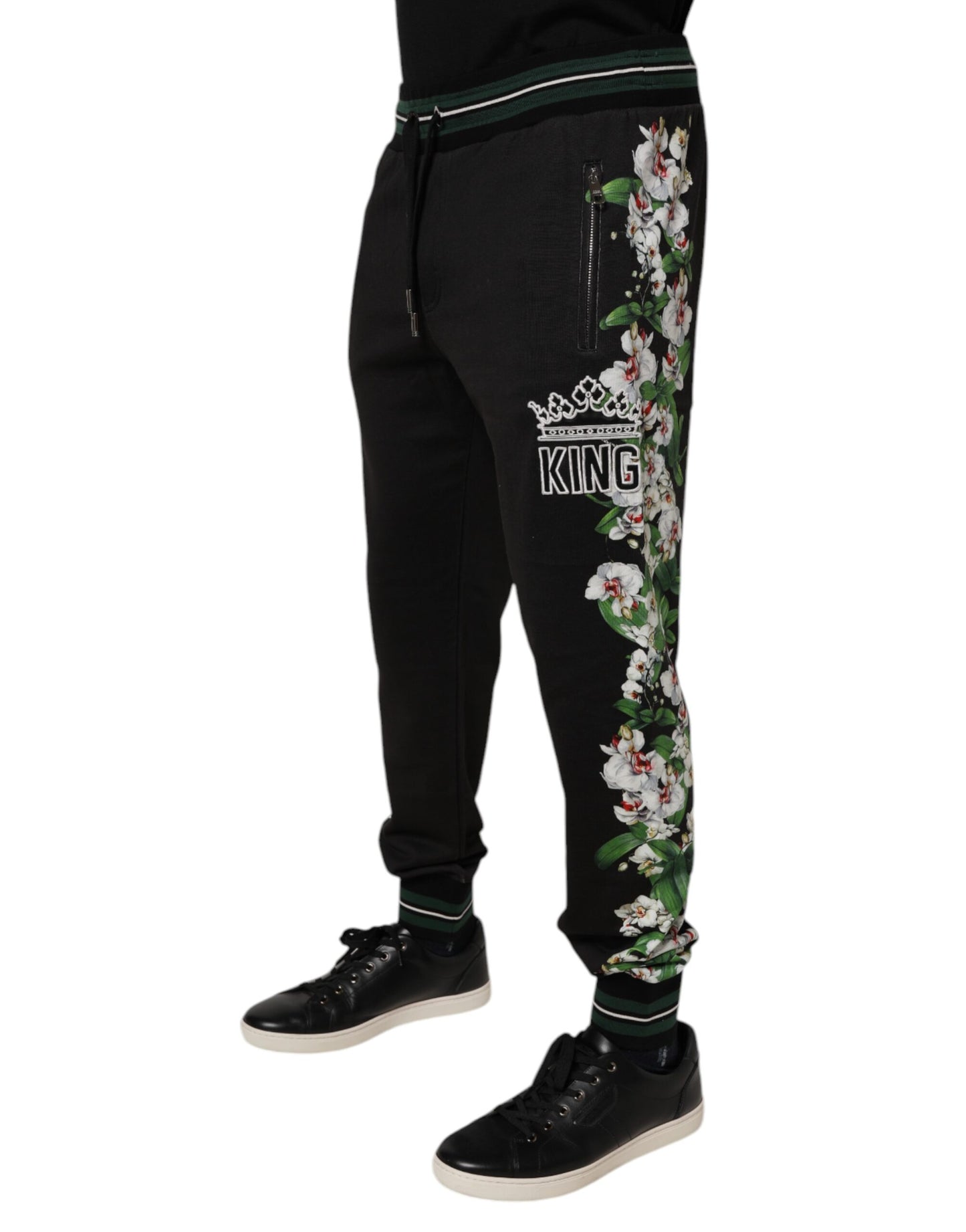 Dolce &amp; Gabbana Schwarze Jogginghose mit Blumenmuster für Herren
