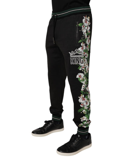 Dolce &amp; Gabbana Schwarze Jogginghose mit Blumenmuster für Herren