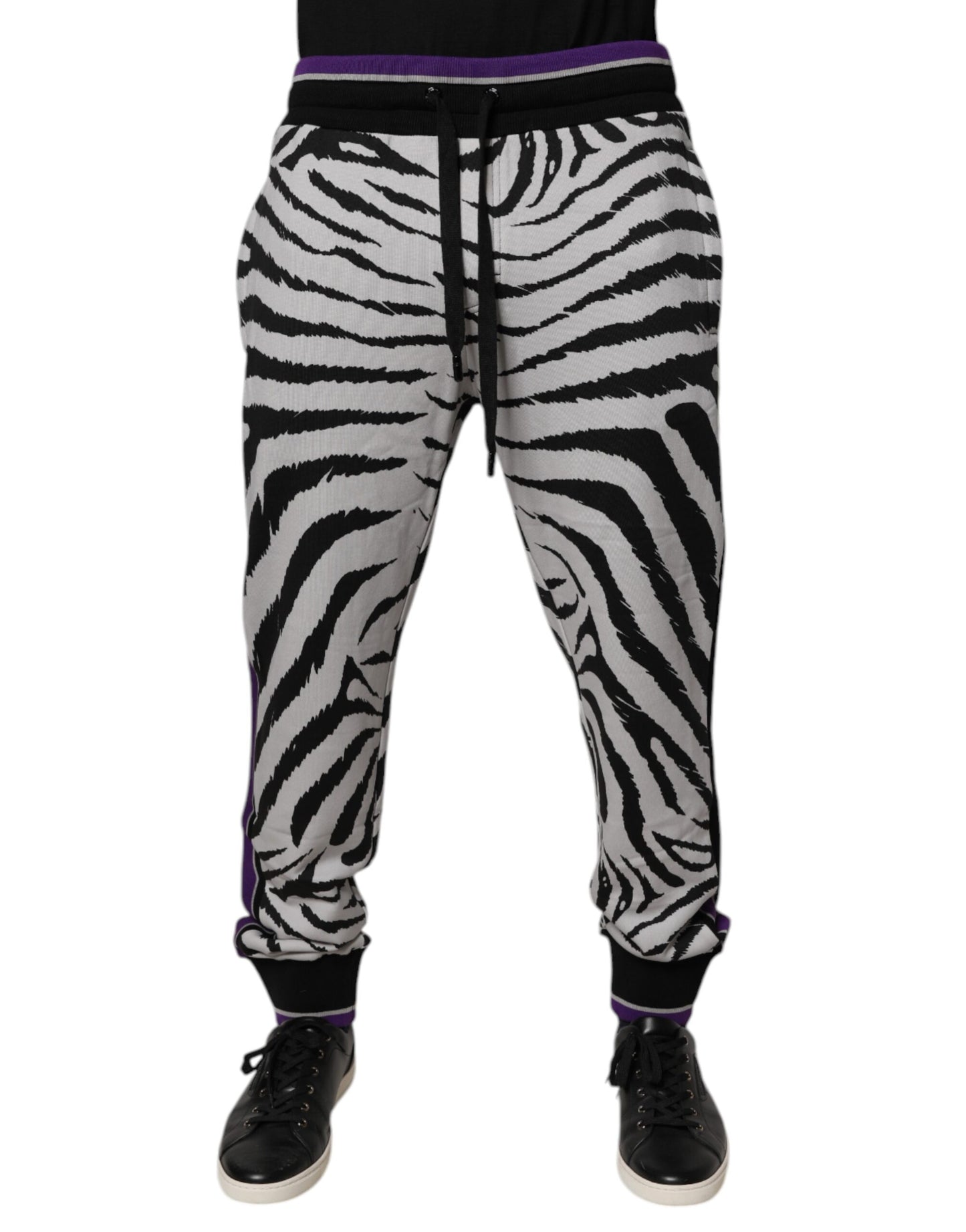 Dolce &amp; Gabbana Schwarz Weiß Zebra Männer Jogger Jogginghose Hose