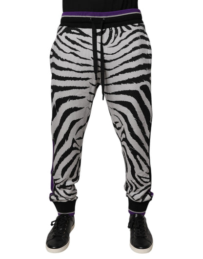 Dolce &amp; Gabbana Schwarz Weiß Zebra Männer Jogger Jogginghose Hose