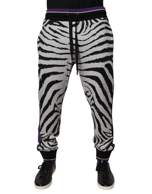 Dolce &amp; Gabbana Schwarz Weiß Zebra Männer Jogger Jogginghose Hose