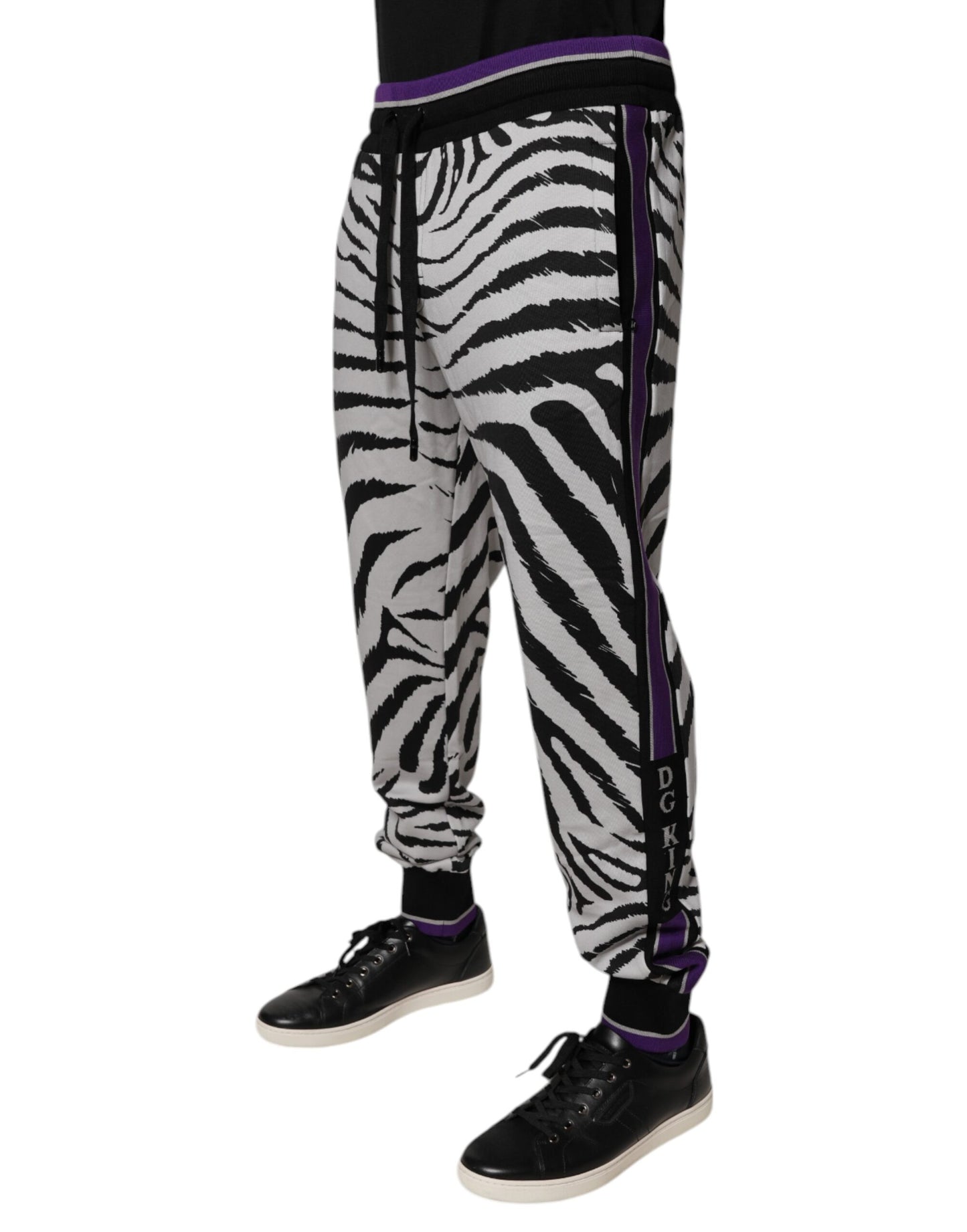 Dolce &amp; Gabbana Schwarz Weiß Zebra Männer Jogger Jogginghose Hose