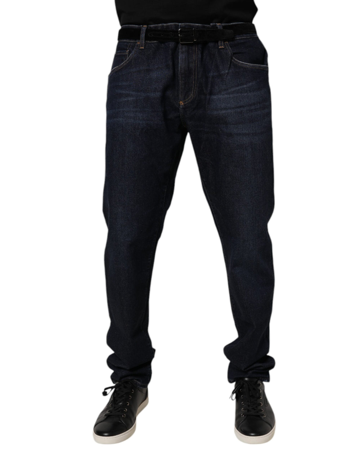 Dolce &amp; Gabbana Dunkelblaue Skinny-Jeans aus Baumwollstretch