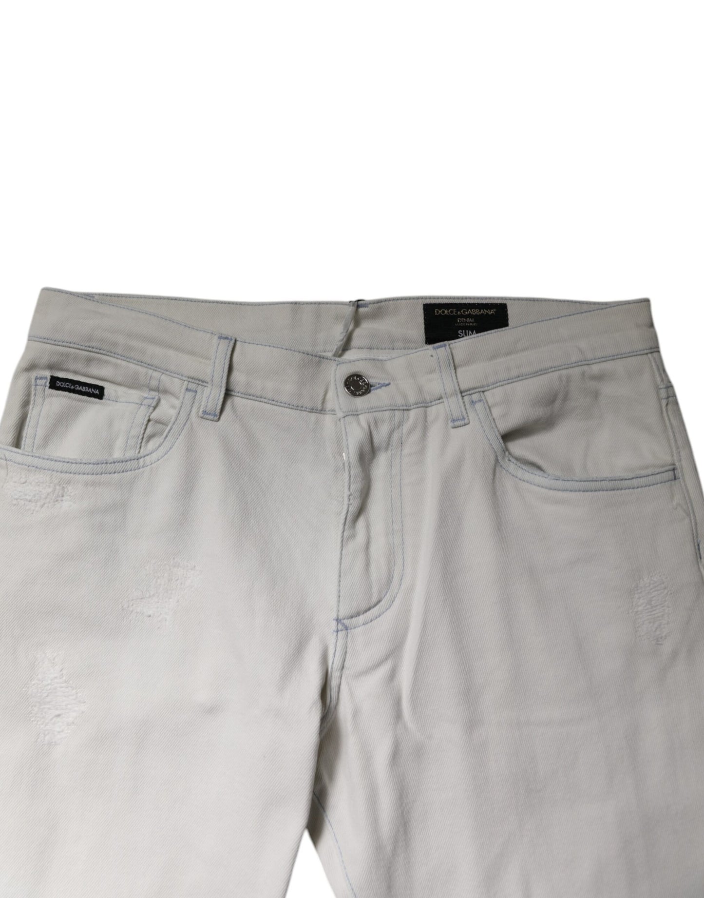 Dolce &amp; Gabbana – Weiße Skinny-Jeans aus Baumwollstretch