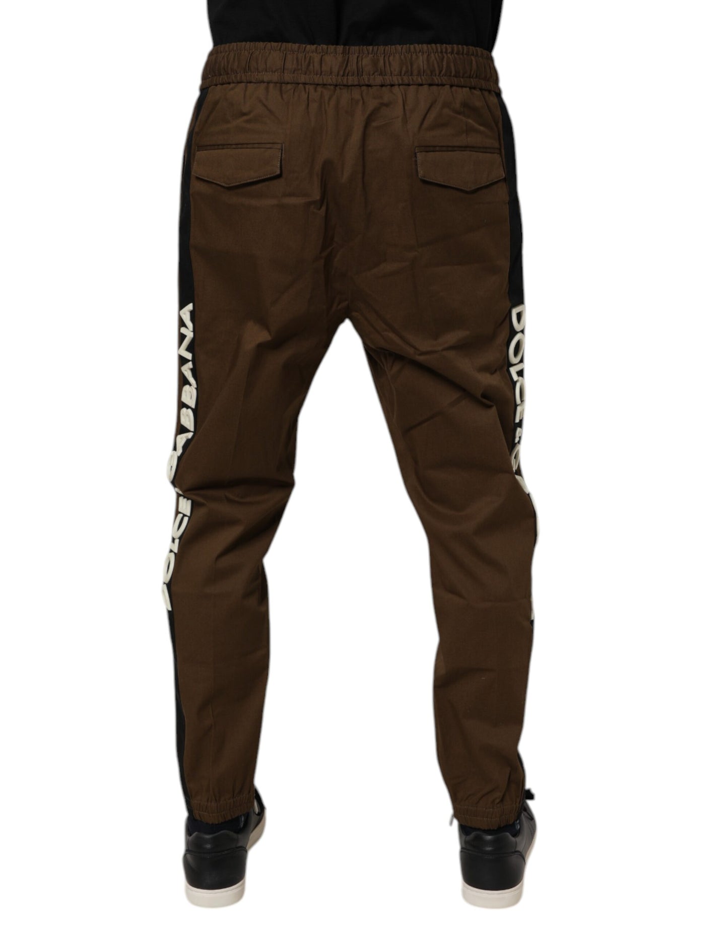 Dolce &amp; Gabbana – Jogginghose aus brauner Baumwoll-Stretch