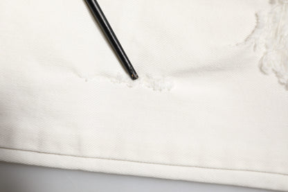 Dolce &amp; Gabbana – Weiße, zerfetzte Skinny-Jeans mit Graffiti-Print