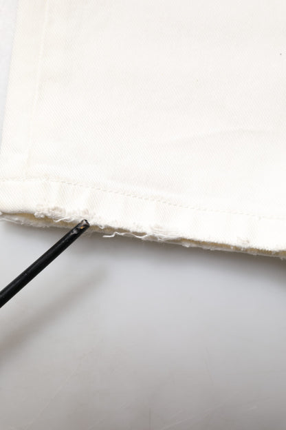 Dolce &amp; Gabbana – Weiße, zerfetzte Skinny-Jeans mit Graffiti-Print