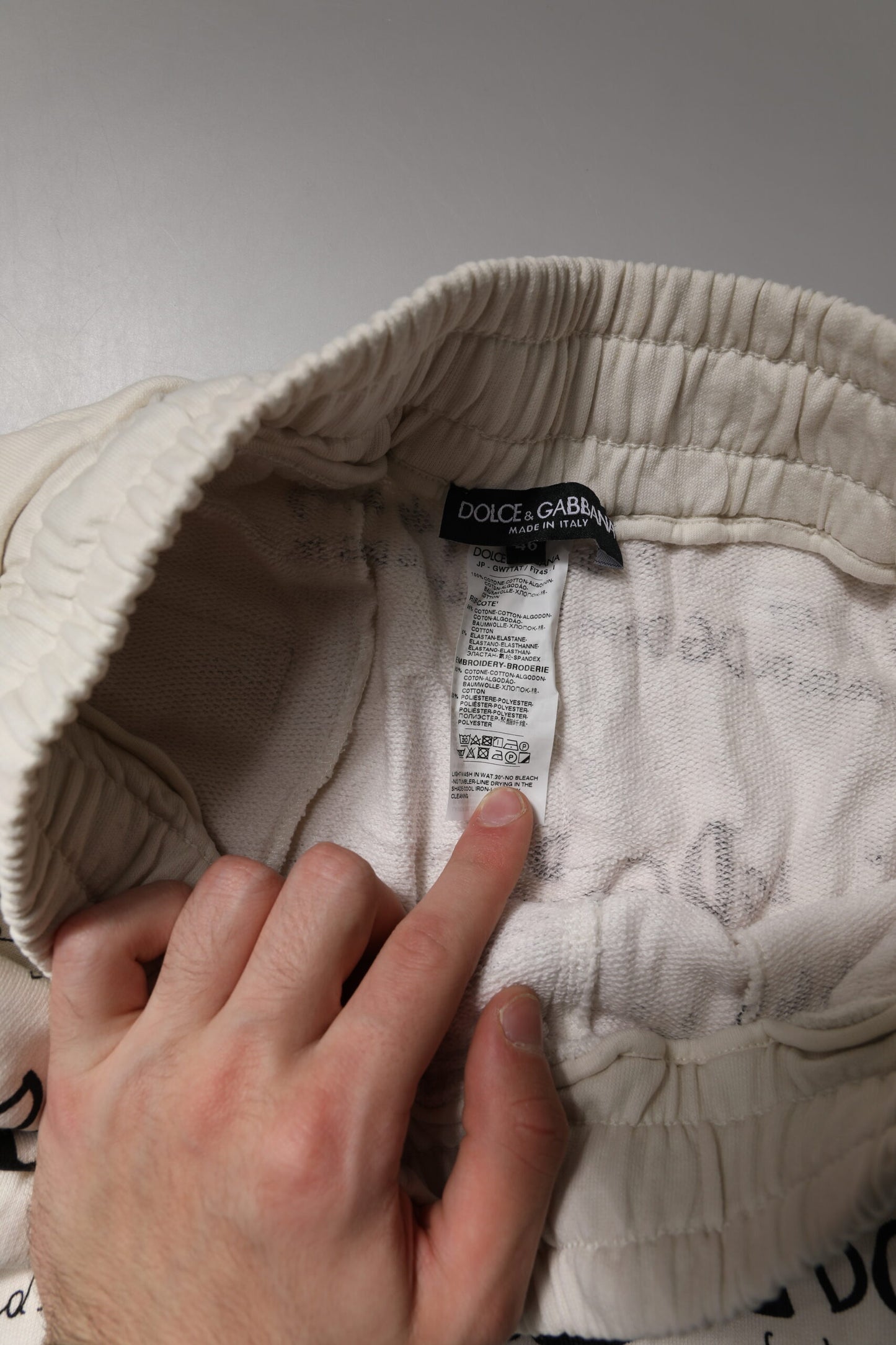 Dolce &amp; Gabbana – Weiße, eng anliegende Jogginghose mit Logo-Print für Herren