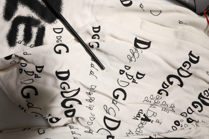 Dolce &amp; Gabbana – Weiße, eng anliegende Jogginghose mit Logo-Print für Herren