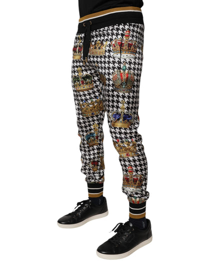 Dolce &amp; Gabbana Multicolor Houndstooth Crown Herren Jogginghose Hose