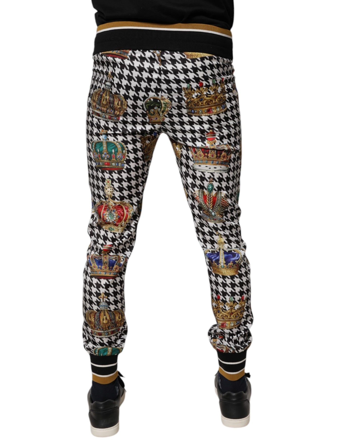 Dolce &amp; Gabbana Multicolor Houndstooth Crown Herren Jogginghose Hose