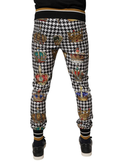 Dolce &amp; Gabbana Multicolor Houndstooth Crown Herren Jogginghose Hose