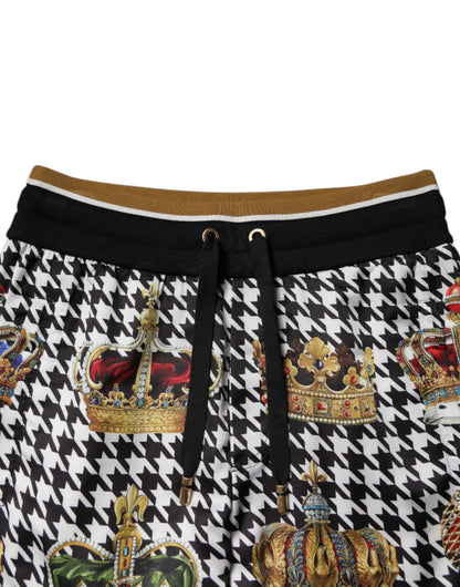 Dolce &amp; Gabbana Multicolor Houndstooth Crown Herren Jogginghose Hose