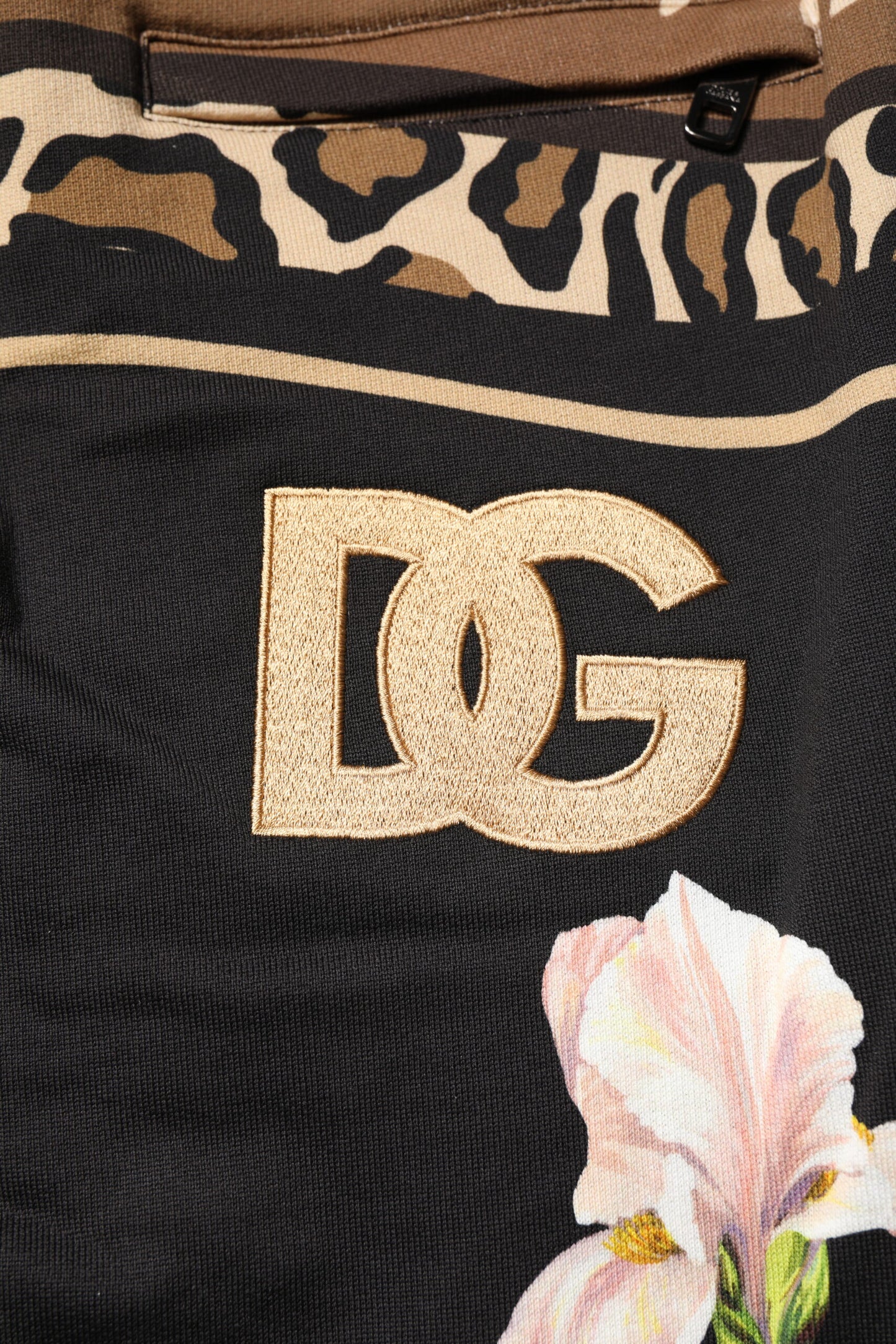Dolce &amp; Gabbana – Schwarze Jogginghose aus Baumwolle mit Blumenmuster