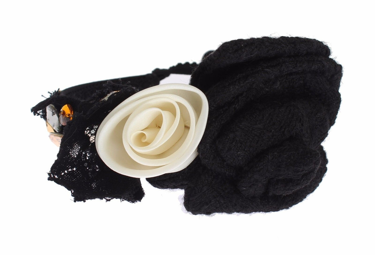 Dolce &amp; Gabbana Diadem Stirnband Tiara Weiß Rose Kristall Haar Gold
