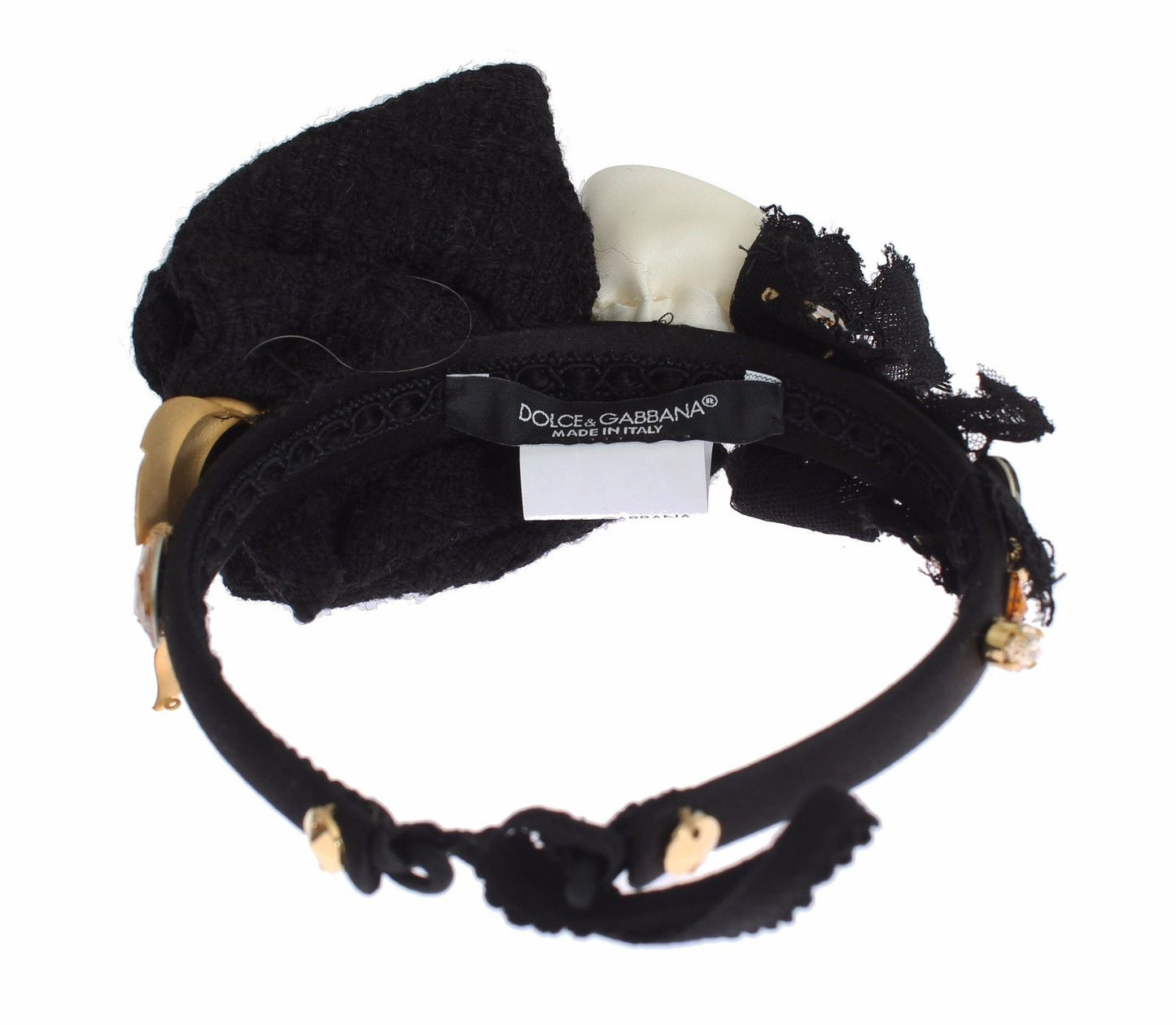 Dolce &amp; Gabbana Diadem Stirnband Tiara Weiß Rose Kristall Haar Gold
