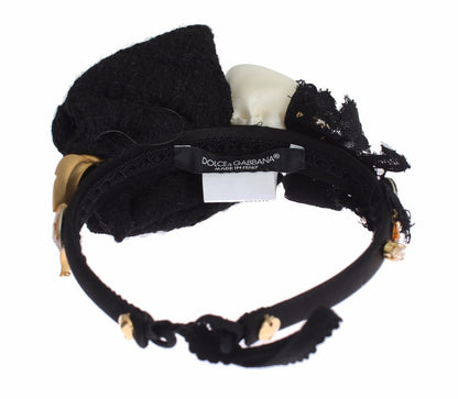 Dolce &amp; Gabbana Diadem Stirnband Tiara Weiß Rose Kristall Haar Gold