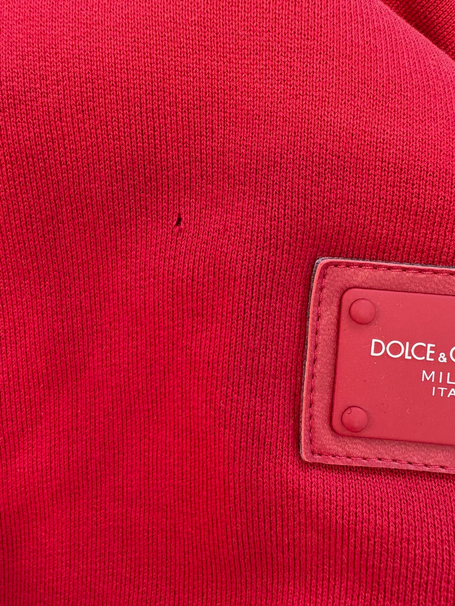 Dolce &amp; Gabbana – Rotes Baumwoll-Sweatshirt mit Logo und Kapuze