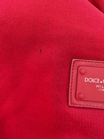 Dolce &amp; Gabbana – Rotes Baumwoll-Sweatshirt mit Logo und Kapuze
