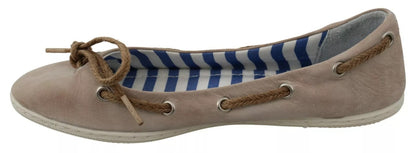 Pantofola D'Oro Beige Suede Lace Bow Loafers Ballet Flat Shoes