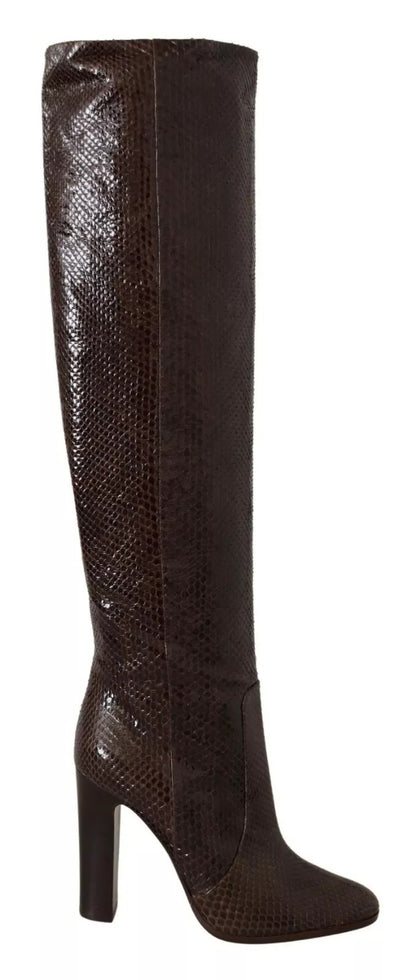 Dolce & Gabbana Brown Exotic Leather Heels High Boots Shoes