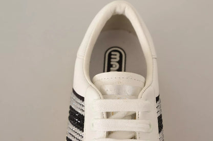 Marc Jacobs – Weiße Sneakers aus Leder mit Kristallverzierung