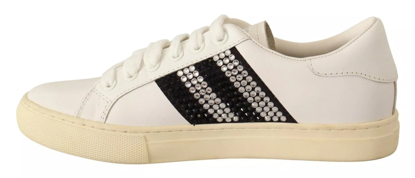 Marc Jacobs – Weiße Sneakers aus Leder mit Kristallverzierung