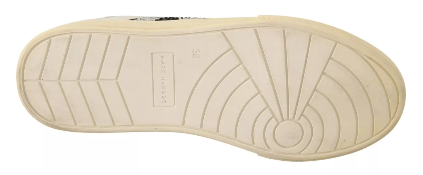 Marc Jacobs – Weiße Sneakers aus Leder mit Kristallverzierung