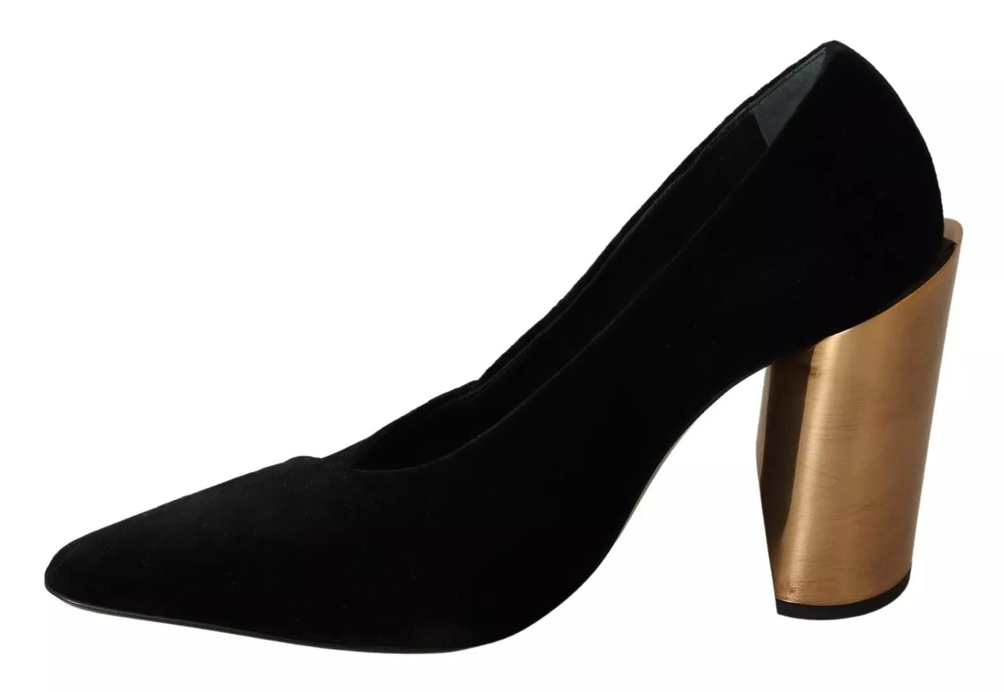 Jil Sander Black Leather Suede Block Heels Pumps Shoes