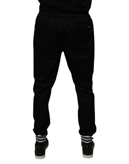 Dolce &amp; Gabbana – Schwarze Jogginghose aus Baumwollstretch