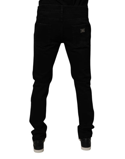 Dolce &amp; Gabbana – Schwarze, zerfetzte Skinny-Jeans aus Baumwolle für Herren