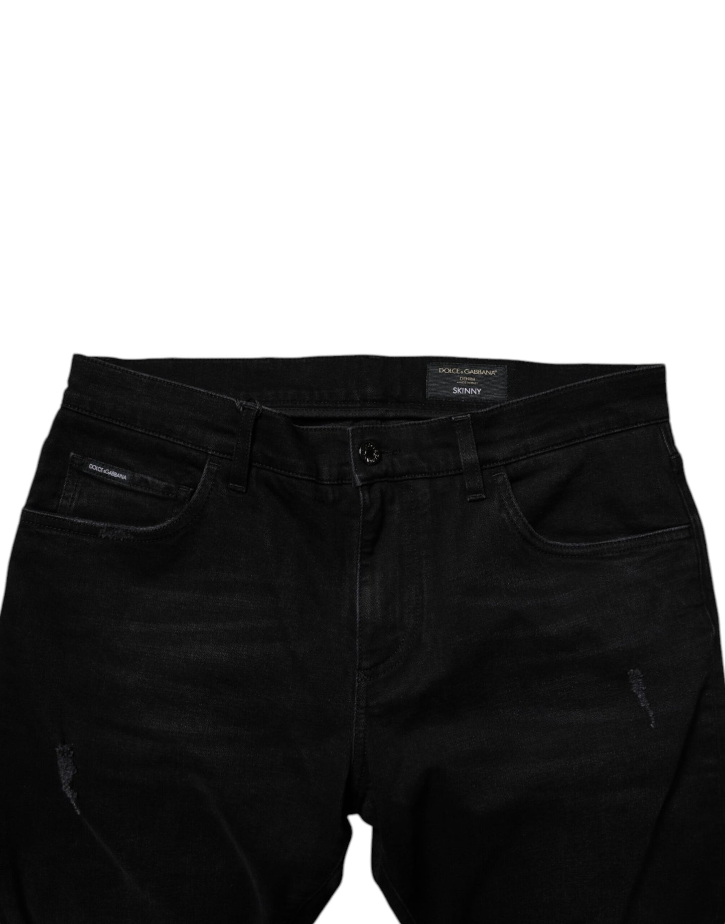 Dolce &amp; Gabbana – Schwarze, zerfetzte Skinny-Jeans aus Baumwolle für Herren