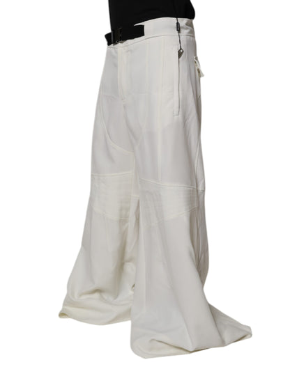 Dolce & Gabbana White Mid Waist Wide Leg Pants