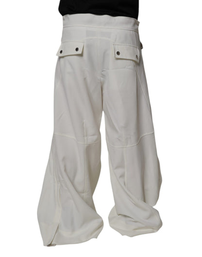 Dolce & Gabbana White Mid Waist Wide Leg Pants