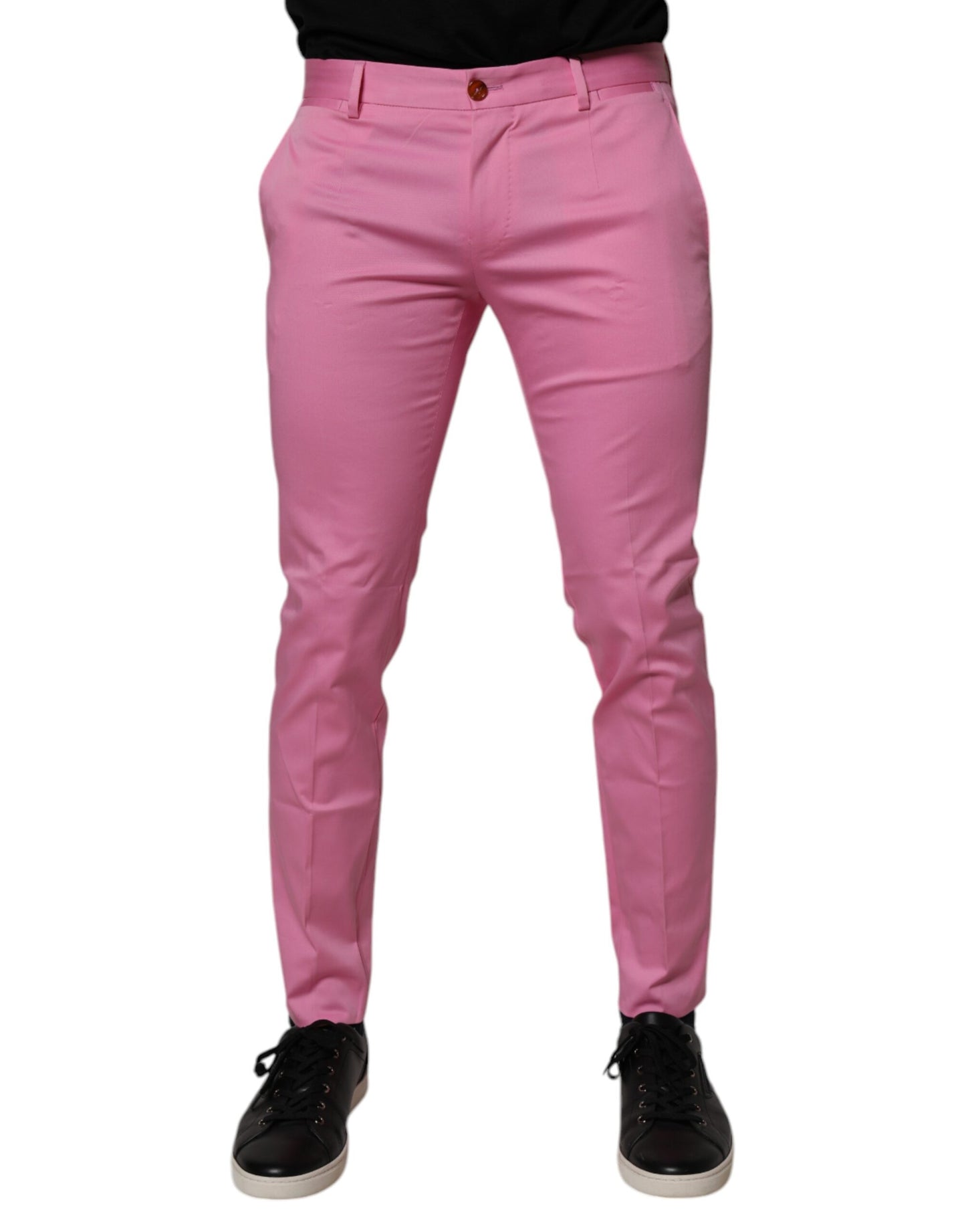 Dolce &amp; Gabbana – Slim Fit – Formelle Herrenhose aus rosa Baumwolle