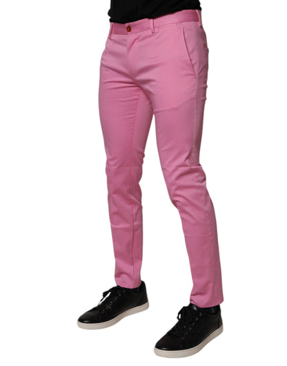 Dolce &amp; Gabbana – Slim Fit – Formelle Herrenhose aus rosa Baumwolle