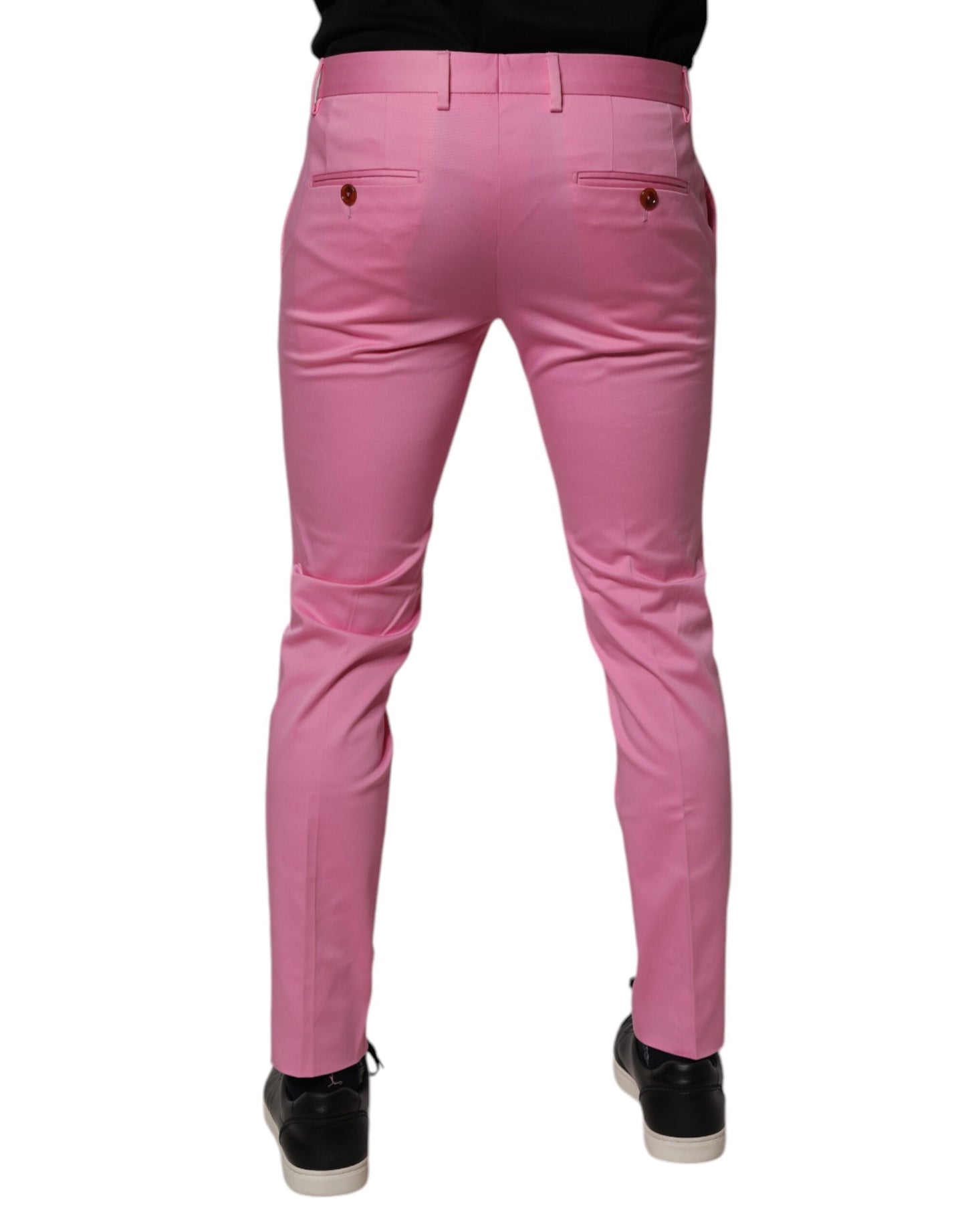 Dolce &amp; Gabbana – Slim Fit – Formelle Herrenhose aus rosa Baumwolle